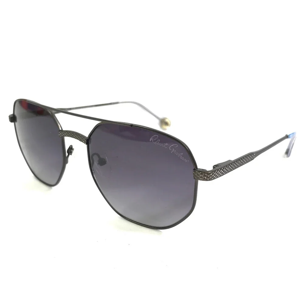 Robert Graham Sunglasses GIBSON GUN Gunmetal Aviator Frames with Gray Lenses